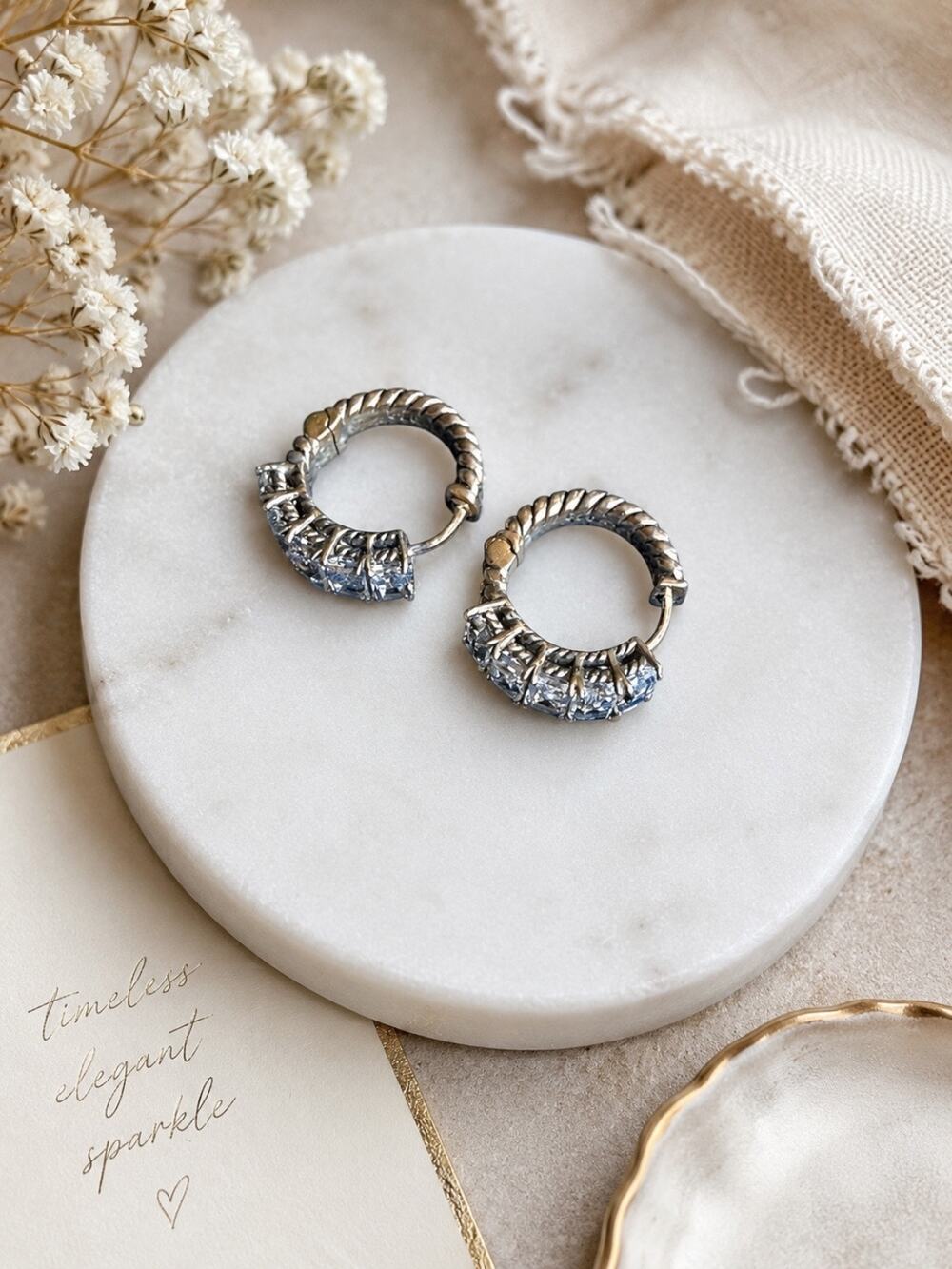 Timeless Vintage Elegance: Twisted Rope & Baguette Hoop Earrings